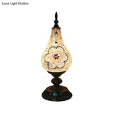 Vintage Led Glass Teardrop Table Lamp - Hand-Crafted White/Red/Yellow Bedroom Nightstand Decor