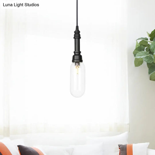 Vintage Led Pendant Lamp With Amber/Clear Glass Shade - Stylish Bar Lighting