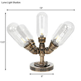 Vintage Led Table Lamp With 4 Bulbs - Amber/Clear Glass Nightstand Lighting For Bedroom
