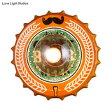 Vintage Led Wall Sconce: Bottle Cap Shape Metal Light For Restaurant Bar