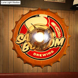 Vintage Led Wall Sconce: Bottle Cap Shape Metal Light For Restaurant Bar