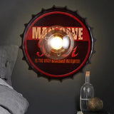 Vintage Led Wall Sconce: Bottle Cap Shape Metal Light For Restaurant Bar Brown / E