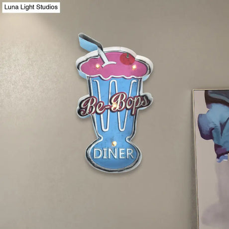Vintage Led Wall Sconce Light - White/Brown Cake Pink Ice Cream Blue/Red Drinks Night Lamp For