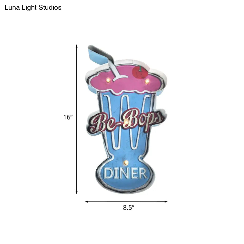 Vintage Led Wall Sconce Light - White/Brown Cake Pink Ice Cream Blue/Red Drinks Night Lamp For