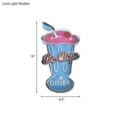 Vintage Led Wall Sconce Light - White/Brown Cake Pink Ice Cream Blue/Red Drinks Night Lamp For