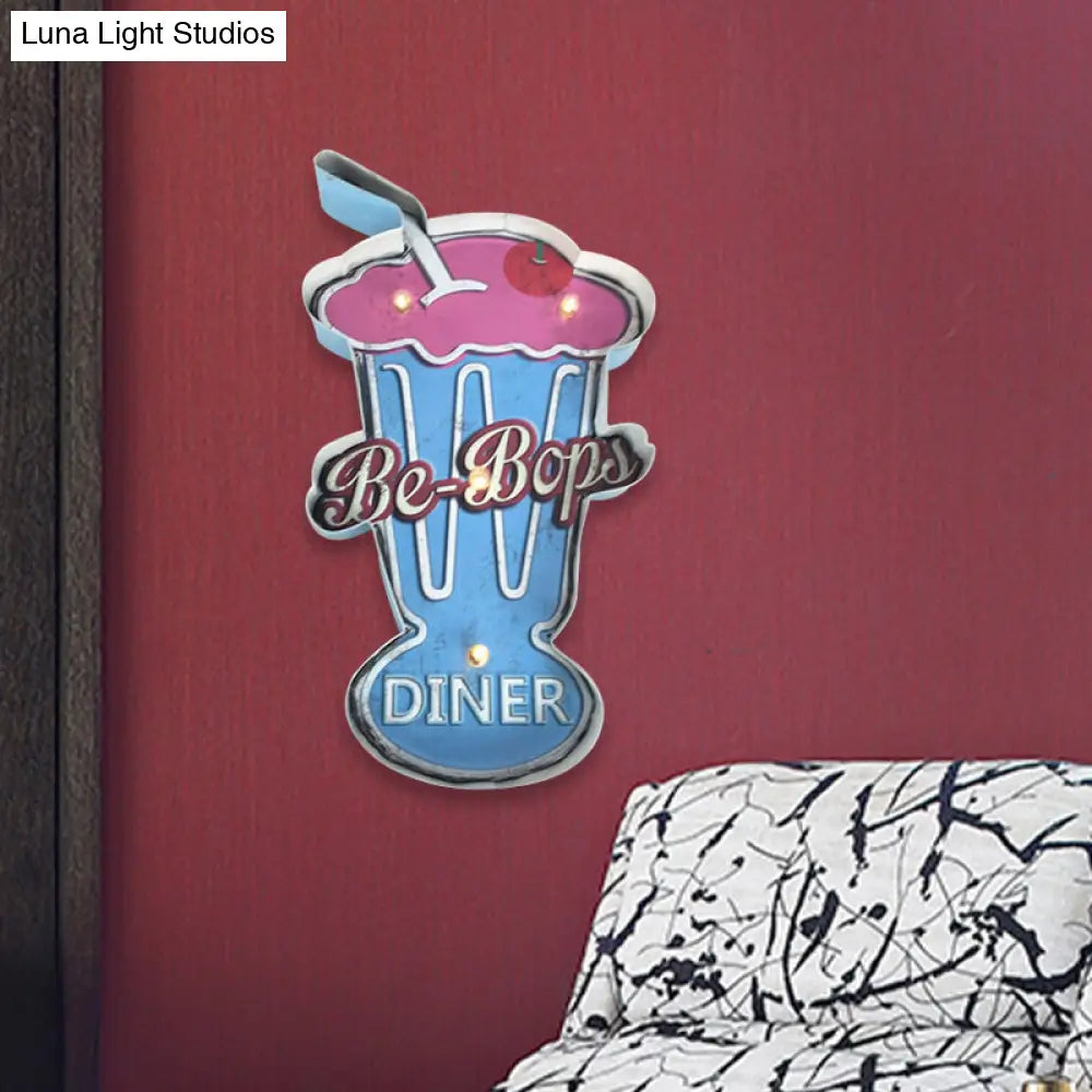 Vintage Led Wall Sconce Light - White/Brown Cake Pink Ice Cream Blue/Red Drinks Night Lamp For