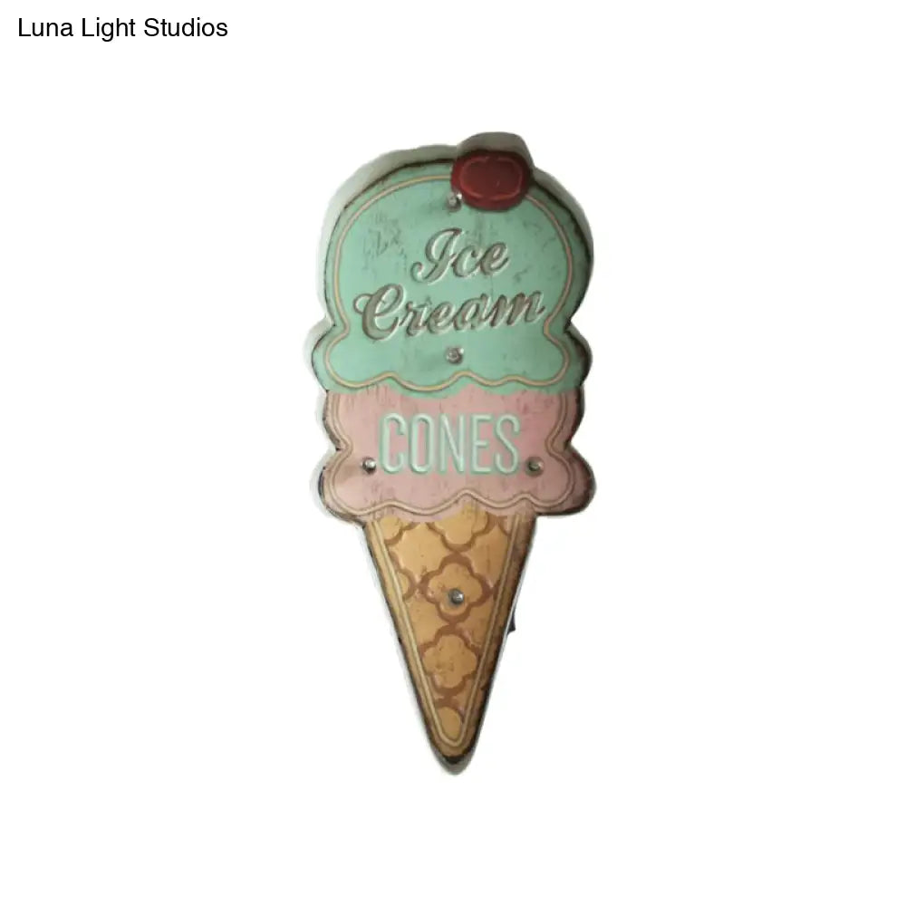 Vintage Led Wall Sconce Light - White/Brown Cake Pink Ice Cream Blue/Red Drinks Night Lamp For