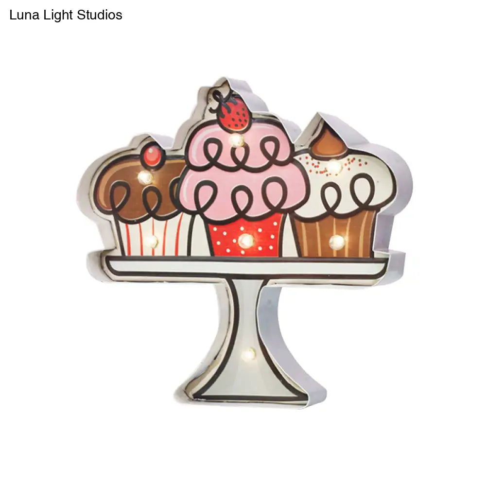 Vintage Led Wall Sconce Light - White/Brown Cake Pink Ice Cream Blue/Red Drinks Night Lamp For