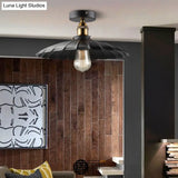 Vintage Metal 1 - Light Semi - Flush Ceiling Light - Black Shaded Kitchen Fixture