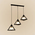 Vintage Metal 3-Light Geometric Cage Ceiling Lamp For Dining Room Black / Triangle