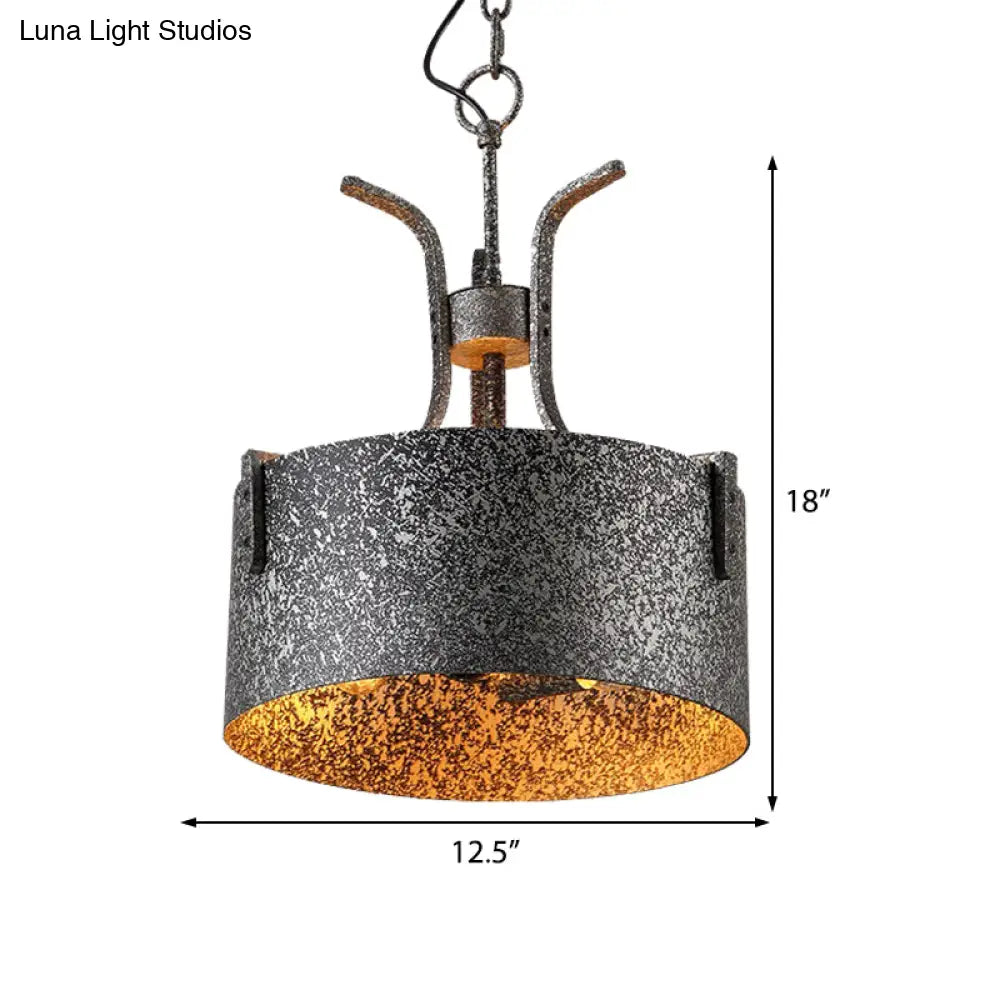 Vintage Metal Black Pendant Lamp With Elk Décor 12.5’/20’ Wide