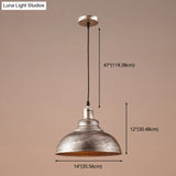 Vintage Metal Bowl Pendant Light With Painted Shade - Hanging Ceiling Fixture