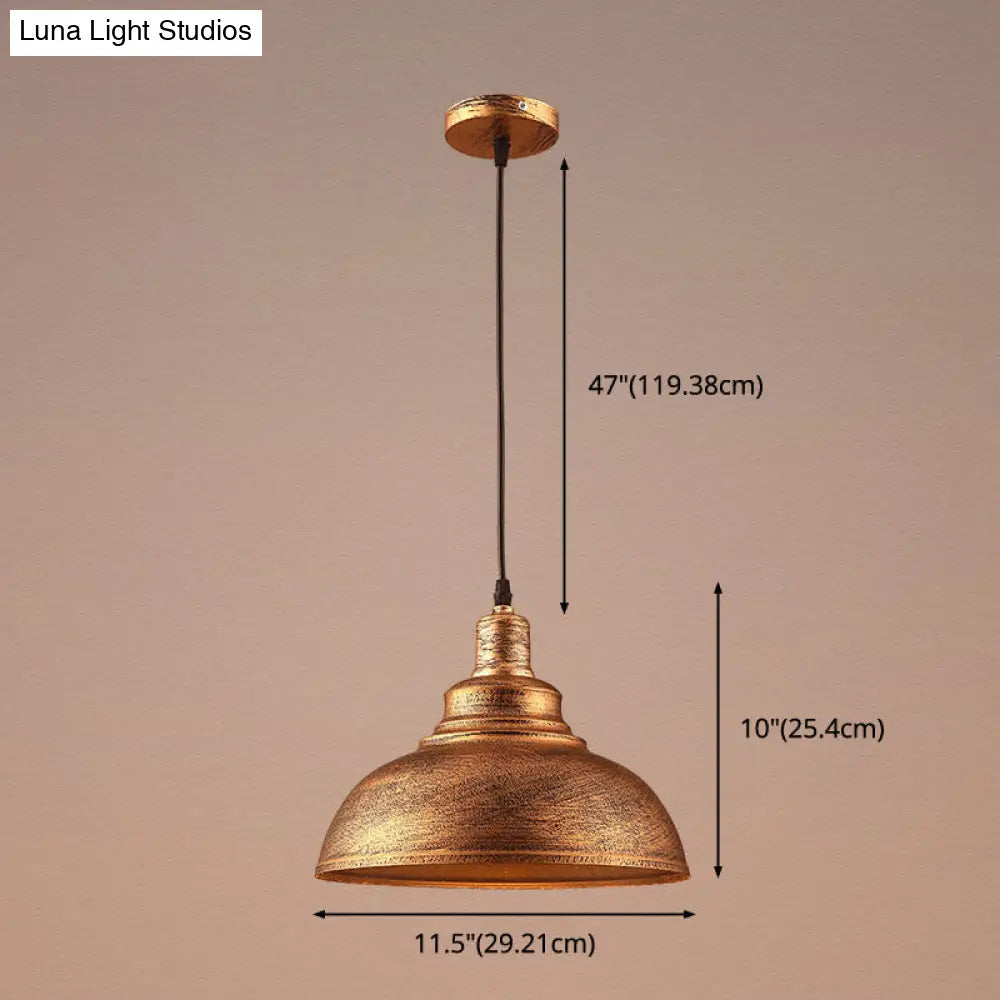 Vintage Metal Bowl Pendant Ceiling Light With Painted Shade - Elegant Hanging Fixture!