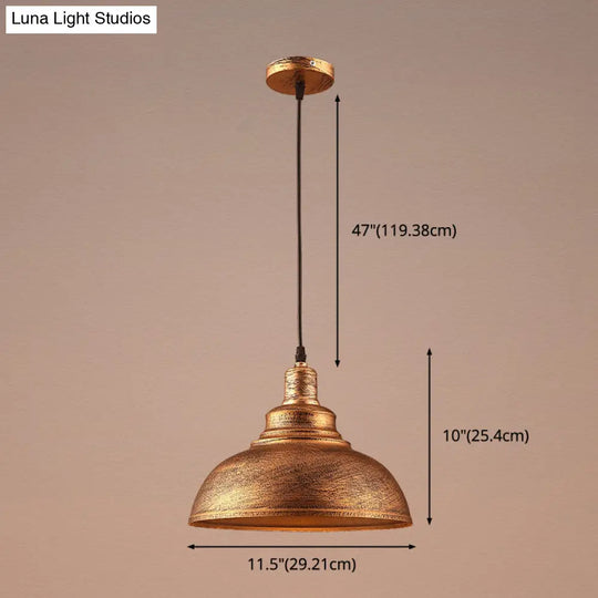 Vintage Metal Bowl Pendant Ceiling Light With Painted Shade - Elegant Hanging Fixture!