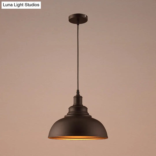 Vintage Metal Bowl Pendant Ceiling Light With Painted Shade - Elegant Hanging Fixture! Black / 11.5