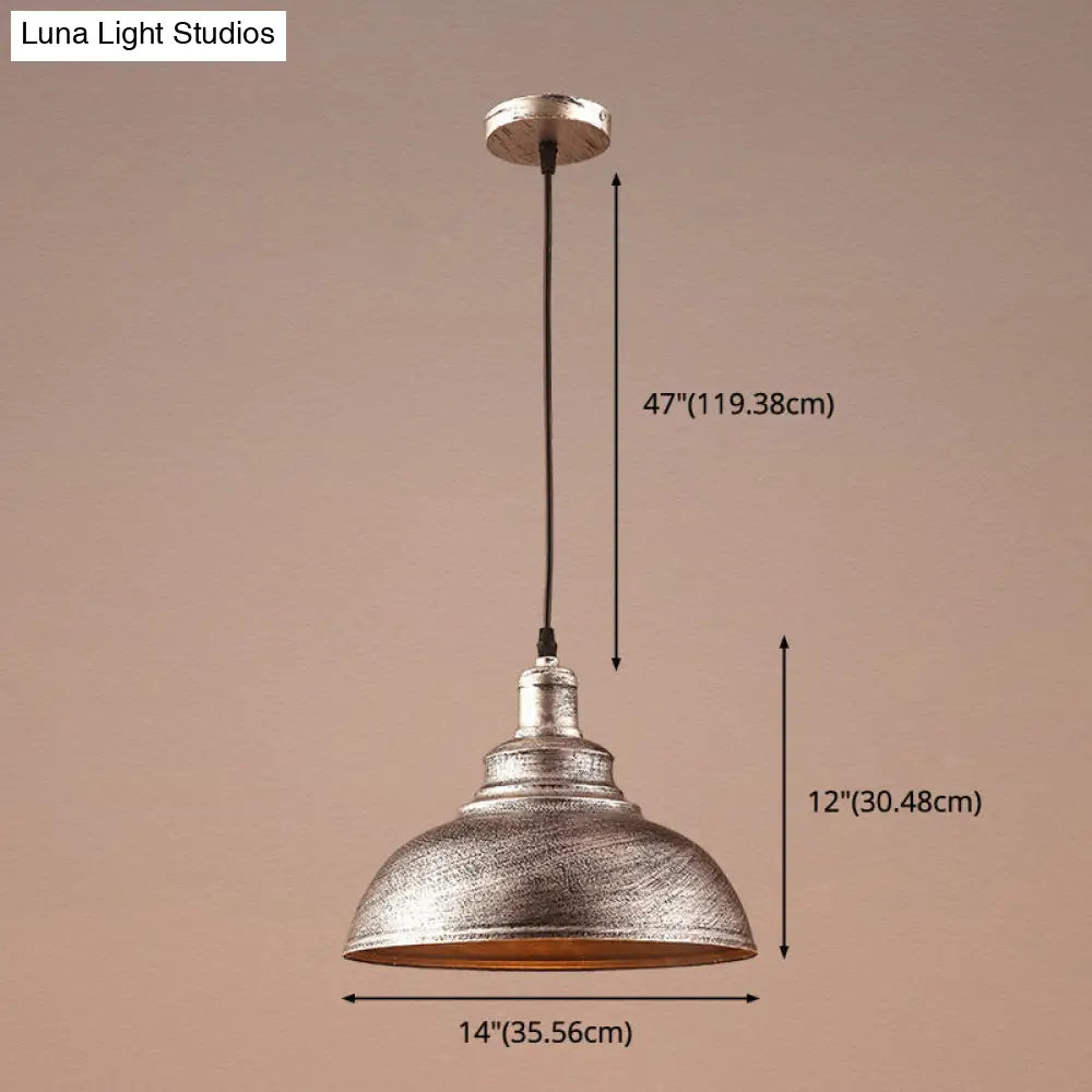 Vintage Metal Bowl Pendant Ceiling Light With Painted Shade - Elegant Hanging Fixture!