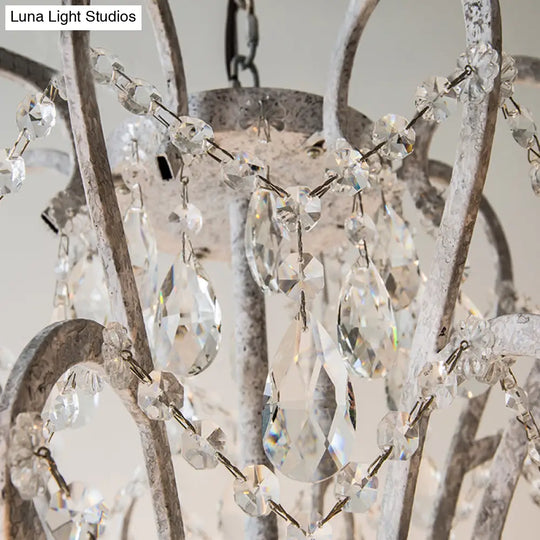 Vintage Metal Chandelier Pendant Light With Crystal Accents - Perfect For Living Room
