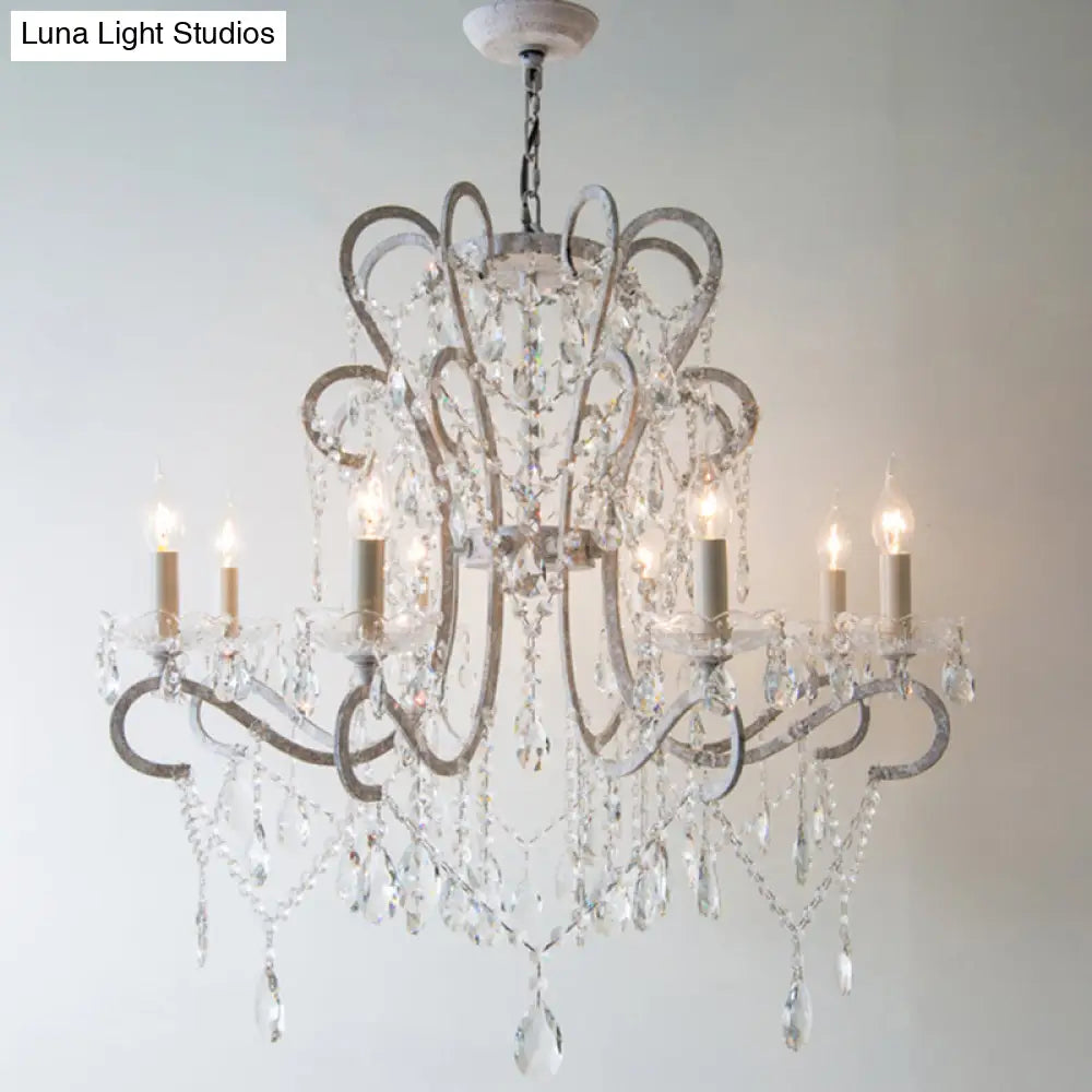 Vintage Metal Chandelier Pendant Light With Crystal Accents - Perfect For Living Room