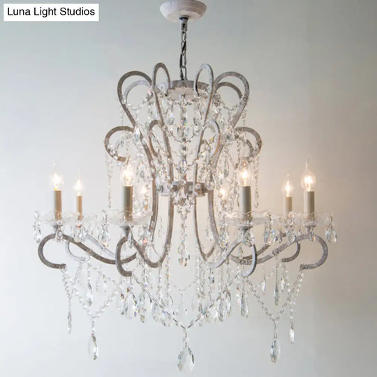 Vintage Metal Chandelier Pendant Light With Crystal Accents - Perfect For Living Room