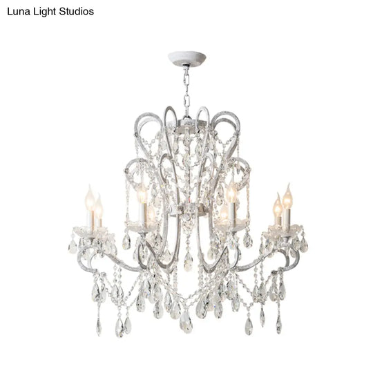 Vintage Metal Chandelier Pendant Light With Crystal Accents - Perfect For Living Room