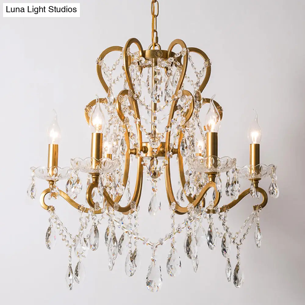 Vintage Metal Chandelier Pendant Light With Crystal Accents - Perfect For Living Room