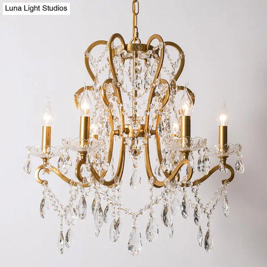 Vintage Metal Chandelier Pendant Light With Crystal Accents - Perfect For Living Room