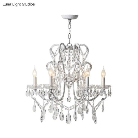 Vintage Metal Chandelier Pendant Light With Crystal Accents - Perfect For Living Room