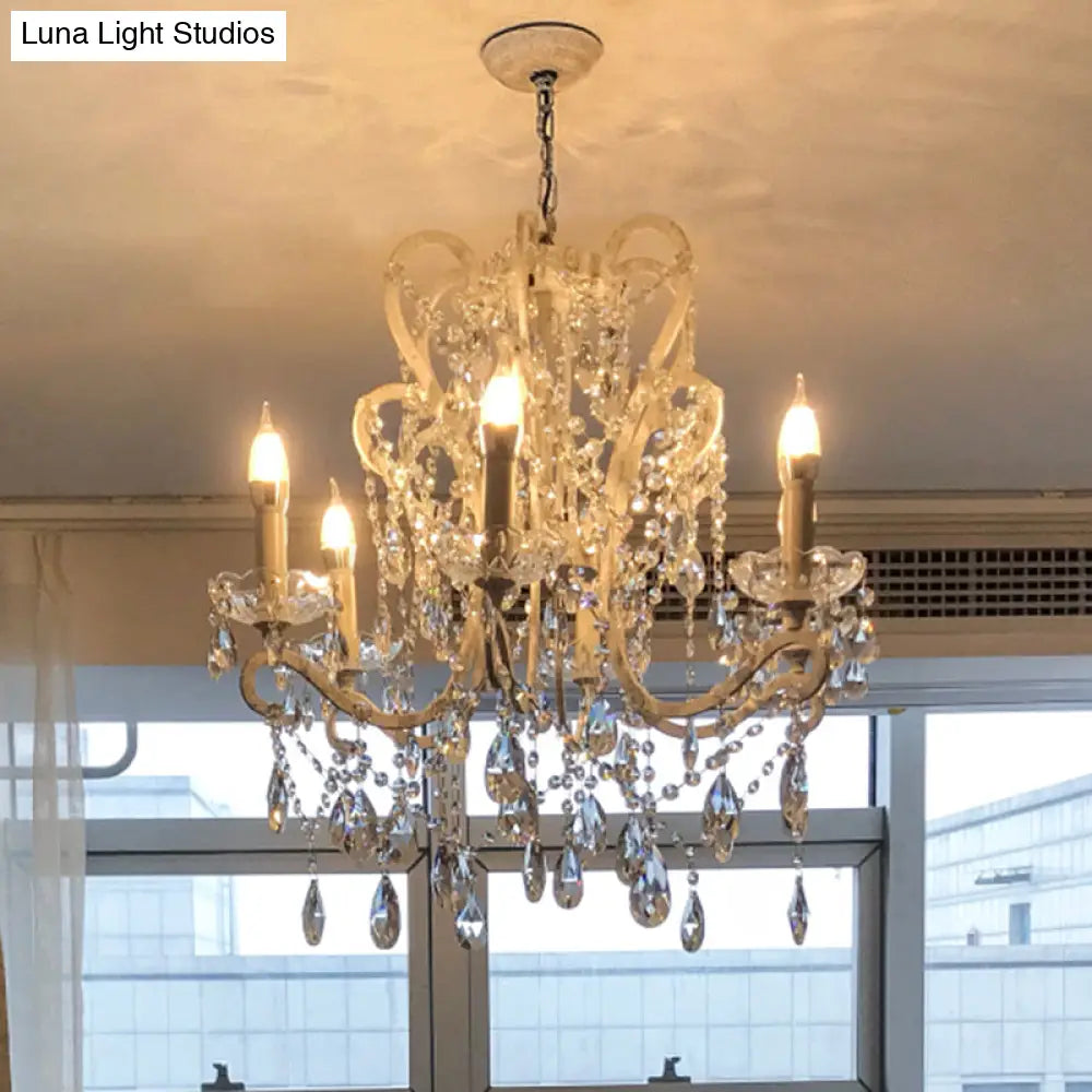 Vintage Metal Chandelier Pendant Light With Crystal Accents - Perfect For Living Room