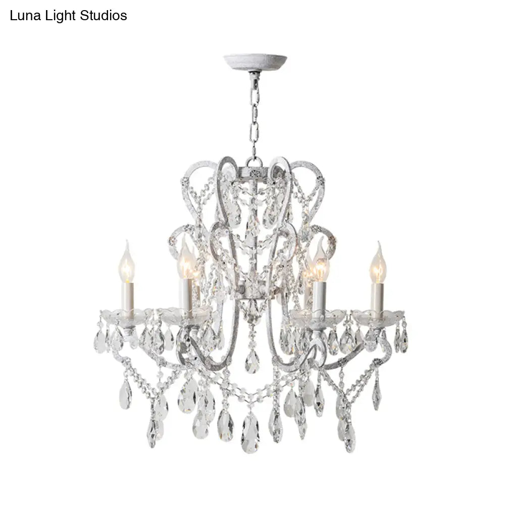 Vintage Metal Chandelier Pendant Light With Crystal Accents - Perfect For Living Room