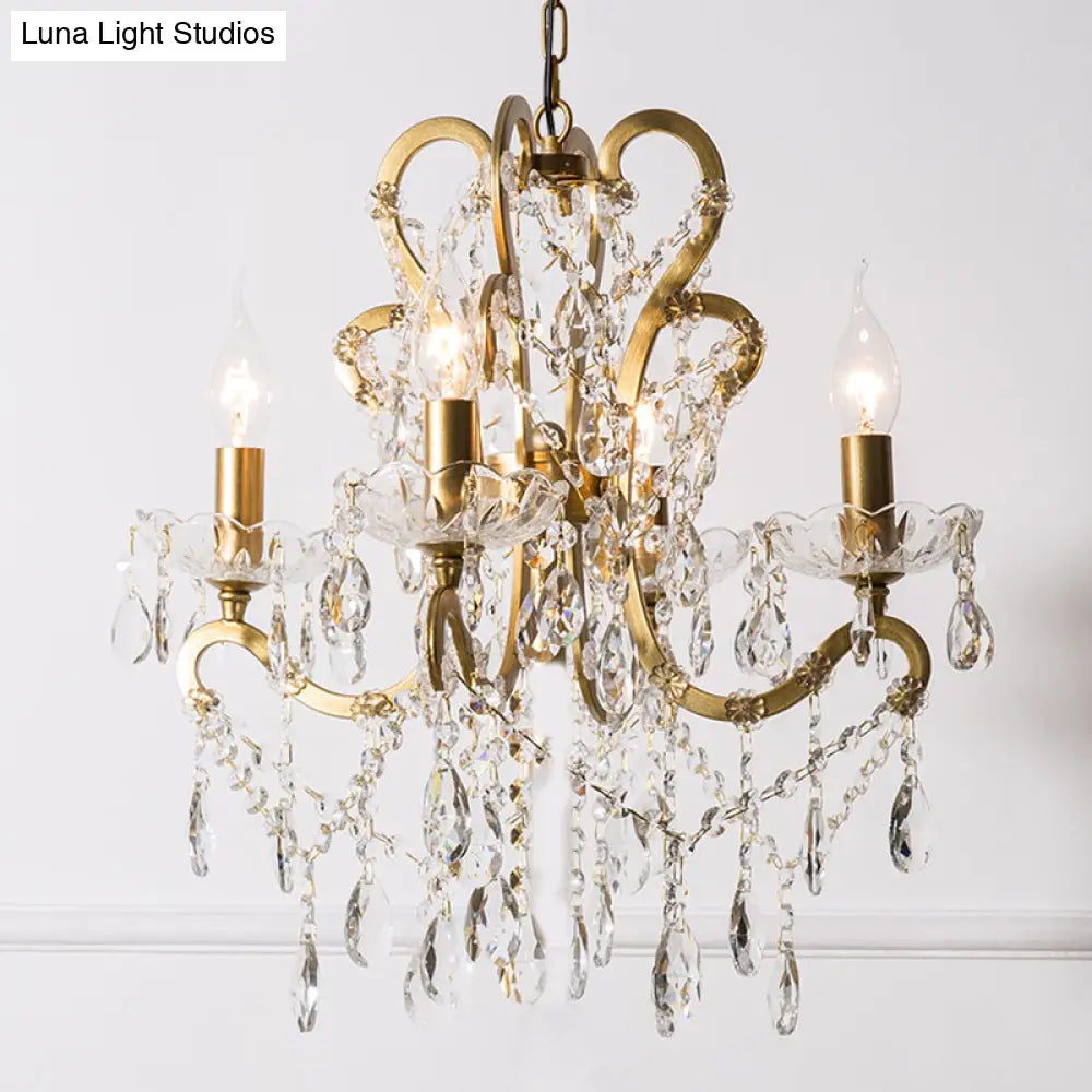 Vintage Metal Chandelier Pendant Light With Crystal Accents - Perfect For Living Room