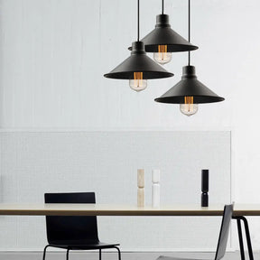 Vintage Metal Conic Hanging Ceiling Light - Stylish Retro Pendant For Dining Table Black Finish