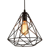 Vintage Metal Diamond Cage Pendant Light For Dinning Room - Black