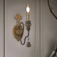 Vintage Metal Distressed Wood Wall Lamp With Curved Arms - 1/2 Lights Perfect For Dining Room Sconce