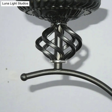 Vintage Metal Flameless Candle Ceiling Light - Circle Shape Black