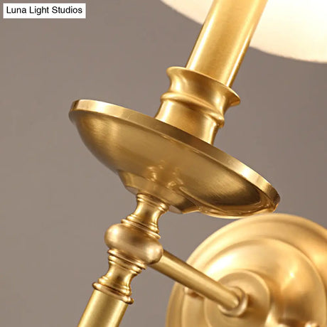 Vintage Metal Gold Sconce Light With Empire Fabric Shade For Living Room Wall Lighting