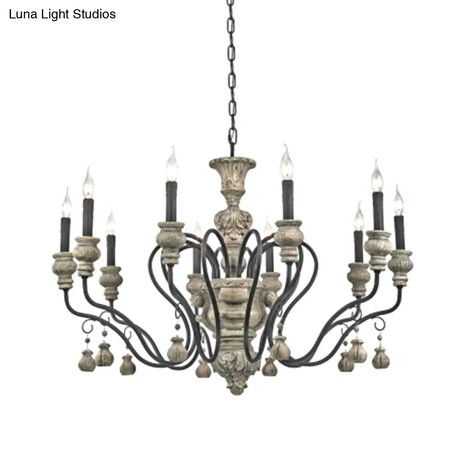 Vintage Metal Grey Chandelier Pendant Light: Elegant Restaurant Hanging Lighting