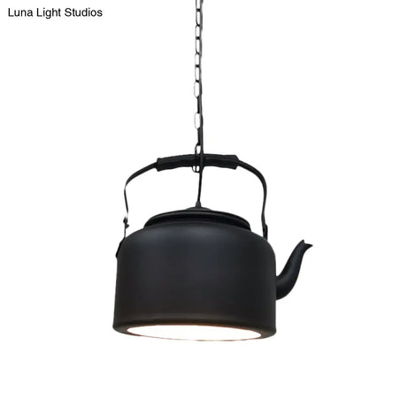 Vintage Metal Led Hanging Lamp For Teapot Restaurant - Black/Gold/Matte Black Finish