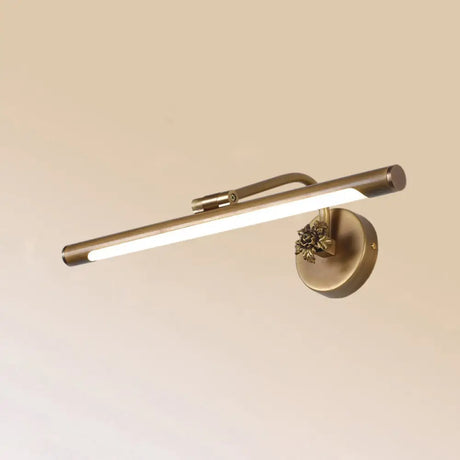 Vintage Metal Led Wall Mount Vanity Mirror Light With Adjustable Tube Brass / 18 Natural