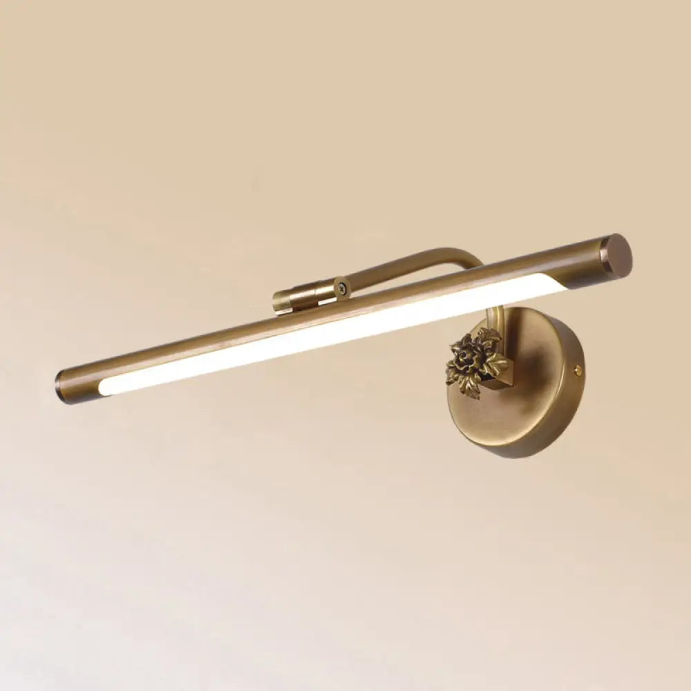 Vintage Metal Led Wall Mount Vanity Mirror Light With Adjustable Tube Brass / 29.5 Natural