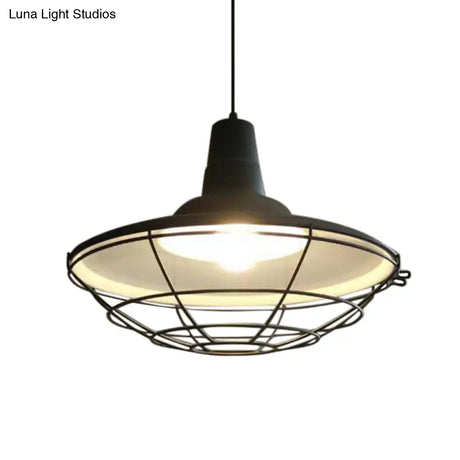 Vintage Metal Pendant Light - Stylish Wire Frame Ceiling Lamp | 1-Light Restaurant Hanging Fixture