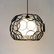 Vintage Metal Pendant Light With Opal Glass Shade - Black/White Wire Frame Indoor Hanging Ceiling