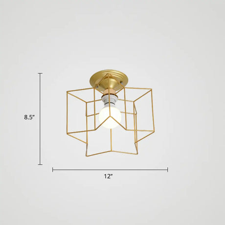 Vintage Metal Star Shaped Bedroom Ceiling Lamp - Semi Flush Mount With 5 Bulbs 1 / Gold