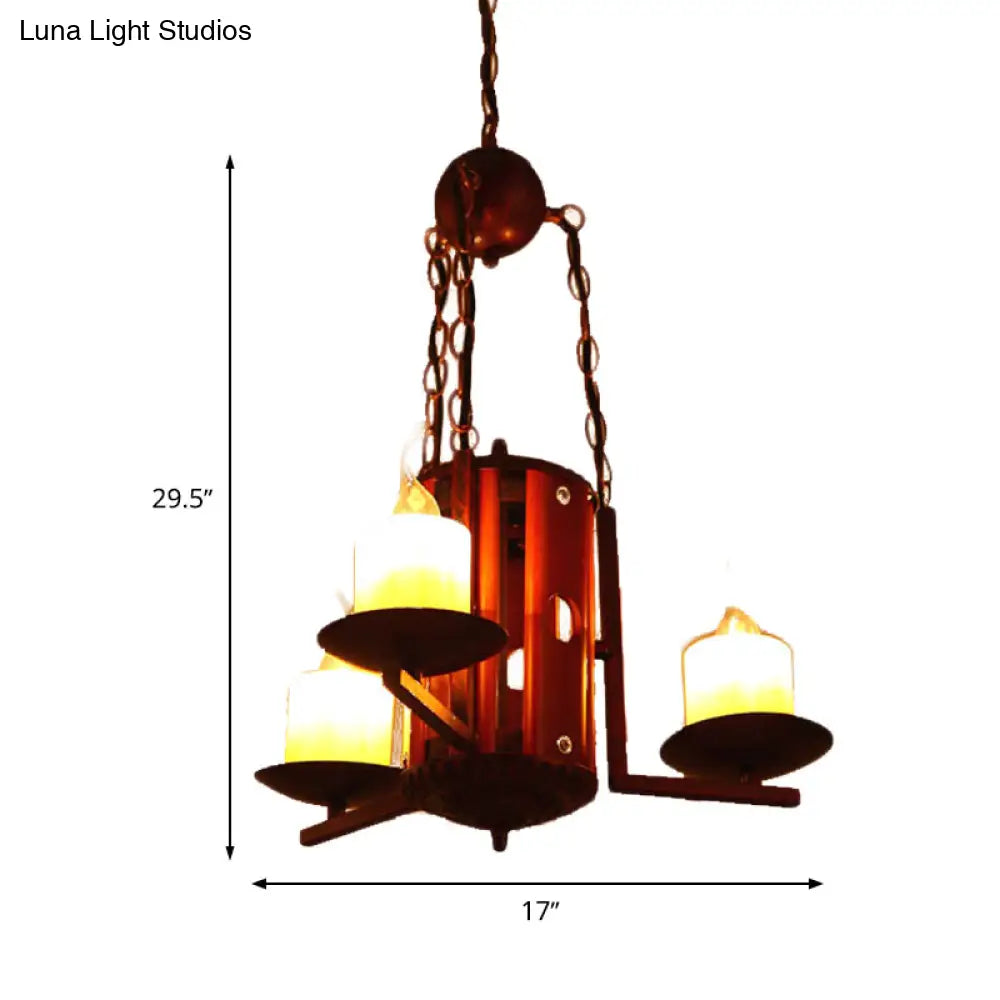 Vintage Metallic 3-Light Dark Tan Candle Chandelier For Bedroom Pendant Lighting