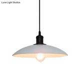 Vintage Metallic Bowl Pendant Light In Black/White For Living Room Ceiling