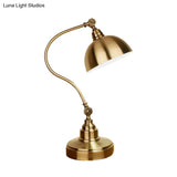 Vintage Metallic Gold Led Table Lamp With Dome Shade - Perfect For Study Room Or Office