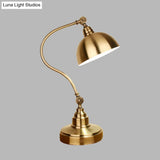 Vintage Metallic Gold Led Table Lamp With Dome Shade - Perfect For Study Room Or Office