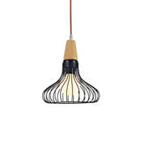 Vintage Metallic Pendant Lamp With Pear/Diamond/Gourd Cage Design - 1 Head Ceiling Hanging Light In