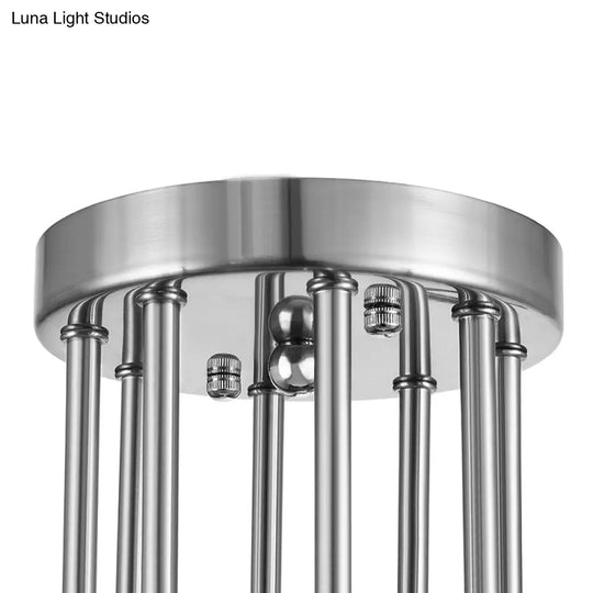 Vintage Metallic Semi Flush Light With Sputnik Design In Antique Brass/Black - Exposed Ceiling