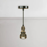 Vintage Mini Pendant Lamp With Water Pipe And Wrought Iron In Aged Brass Finish Antique