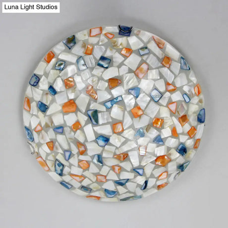 Vintage Mosaic Glass Ceiling Light - Colorful 12/16 Bowl 1-Bulb Flush Mount In White
